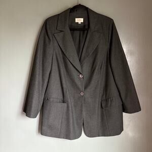 Vintage NEIMAN MARCUS Women's 22W Dark Grey Wool Blazer Classic Plus Career